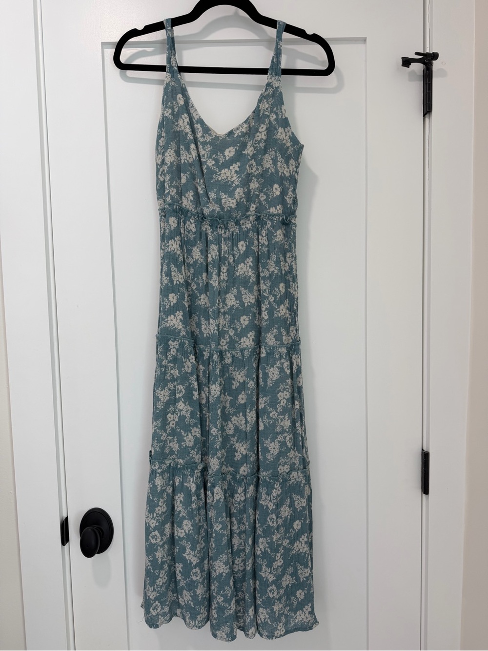 Dusty Blue Floral Maxi Dress